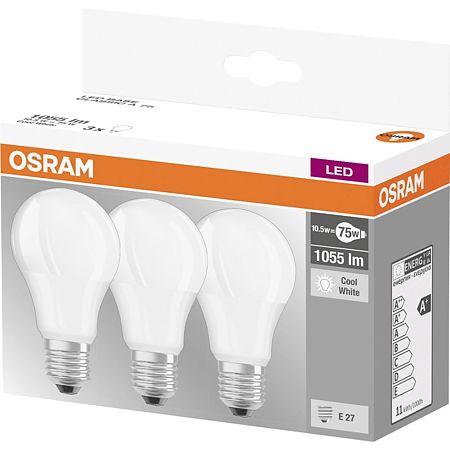 Set 3 Becuri LED A75 Osram, para, E27, 10.5 W, 1060 lm, lumina neutra 4000 K
