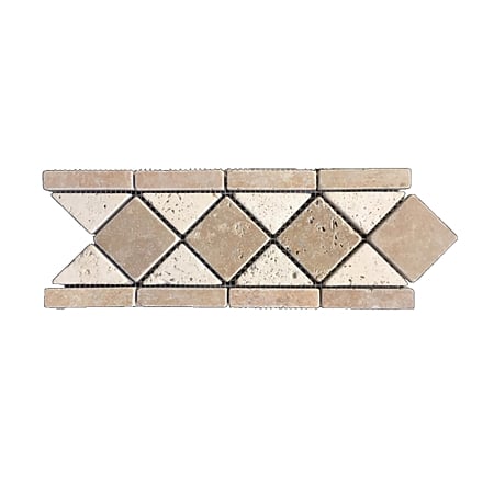 Border travertin pe plasa, aspect antichizat, multicolor, 28.5 x 10.5 x 1 cm