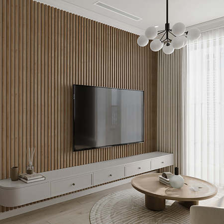 Panou decorativ Linea Select, 5 lamele, MDF, stejar / casmir, interior, 265 x 24.5 x 1.9 cm