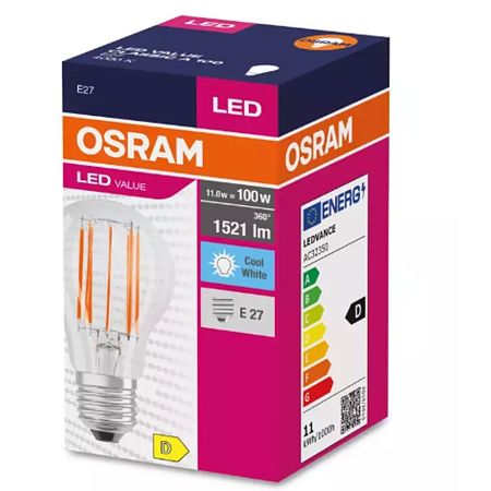 Bec LED Osram Classic A 100, forma standard, E27, 11 W, 1521 lm, lumina neutra 4000 K