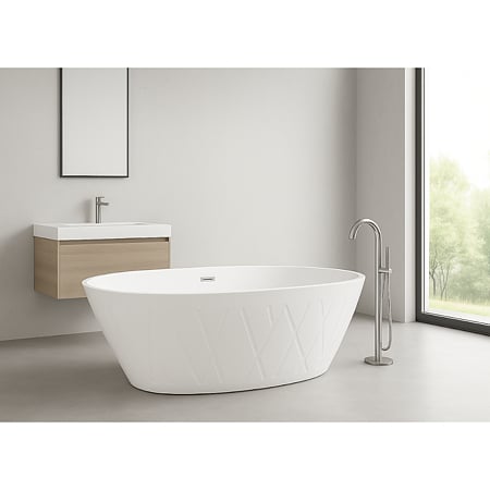 Cada baie freestanding Sanotechnik Las Vegas G9034, montaj universal, acryl, finisaj lucios, alb, 180 x 80 x 56 cm