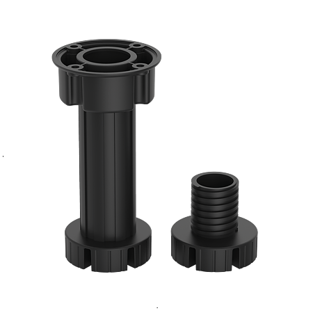 Picior reglabil, pastic, negru, 12 cm