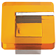 Buton patrat, plastic, orange, 40 mm