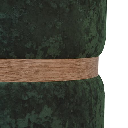 Taburet Ring, inel stejar, catifea verde E57, rotund, 38 x 38 x 40 cm