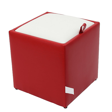 Taburet Box alb/ rosu IP, 37 x 37 x 42 cm