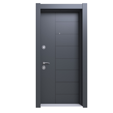 Usa metalica de intrare in apartament model 208, HDF, 2010 x 880 mm, deschidere dreapta, culoare gri