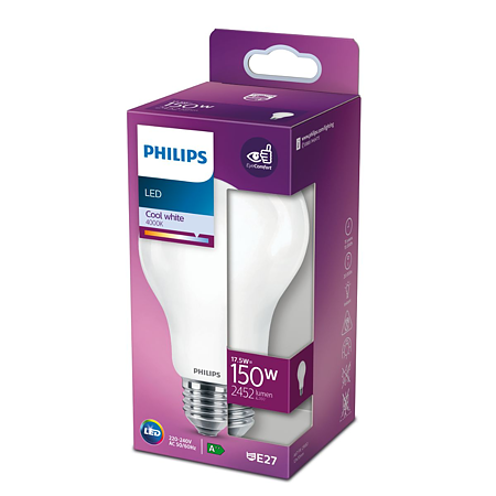 Bec LED clasic Philips, E27, 17.5 - 150W, lumina alba rece 4000 K