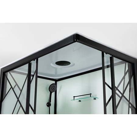 Cabina de dus Sanotechnik Deco Black 2, dreptunghiulare, sticla 5 mm, Easy-Clean, profile aluminiu negre mate, cu hidromasaj, 120 x 80 x 215 cm