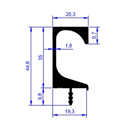 Profil maner aluminiu ER 3897, anodizat mat, 3 m