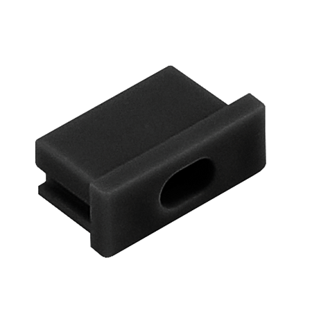 Terminatie plastic cu orificiu pt cablu pentru profil aluminiu pentru banda LED tip LL-01 si LL-02, plastic, negru, 20 mm
