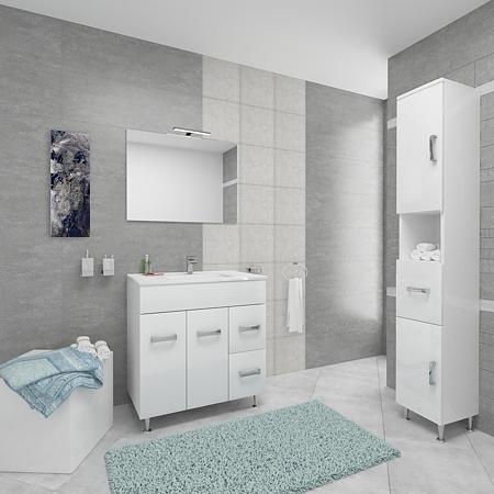 Mobilier baie Savini Due Madrid, baza cu lavoar, alb lucios, 81 x 47 x 86 cm