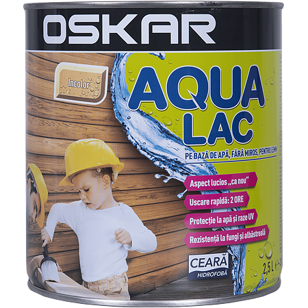 Lac pentru lemn Oskar Aqua, incolor, interior/exterior, 2.5 l