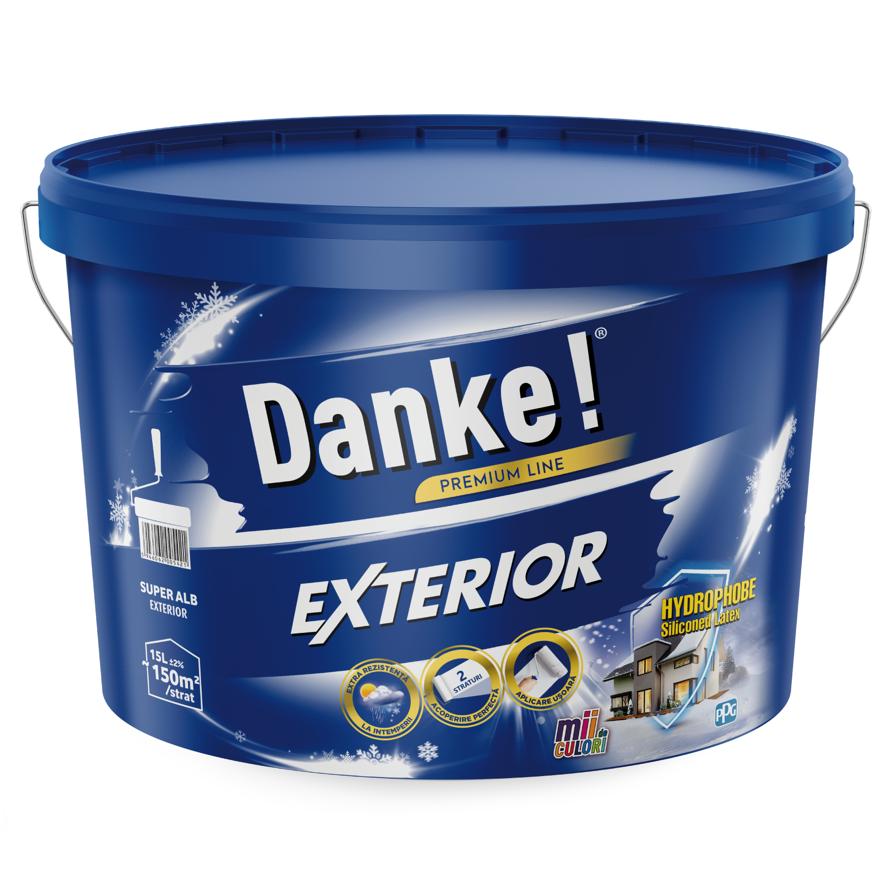 Vopsea lavabila exterior Danke, alb, 15 l