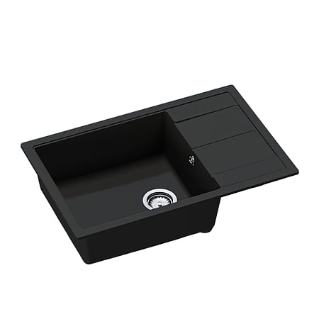Chiuveta de bucatarie SanDonna Iness, granit compozit, negru cu baterie flexibila Sandonna Lola, negru, 78 x 50 cm