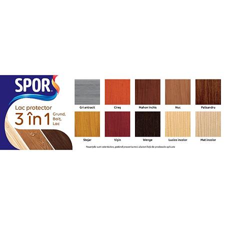 Lac pentru lemn Spor 3 in 1, cires, pe baza de solvent, interior/exterior,  0.75 l