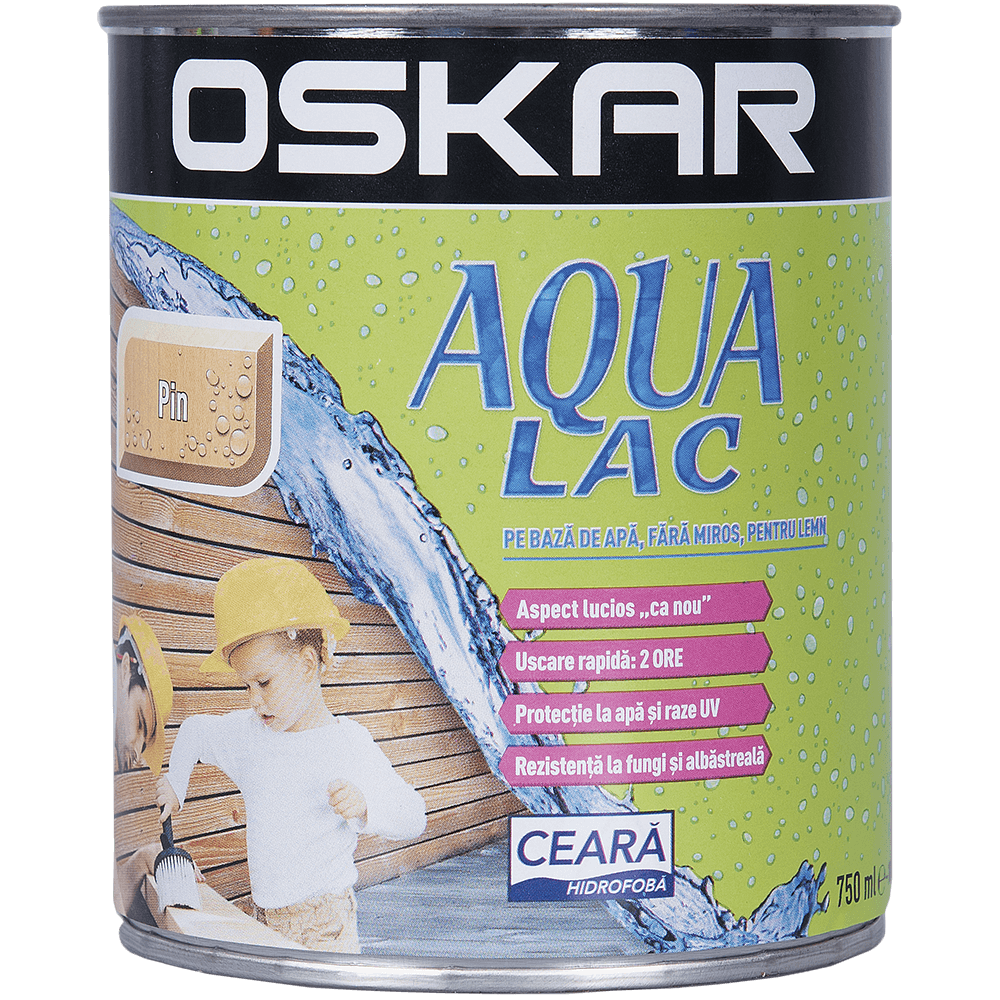 Lac pentru lemn Oskar Aqua, pin, interior/exterior, 0.75 l 0-75