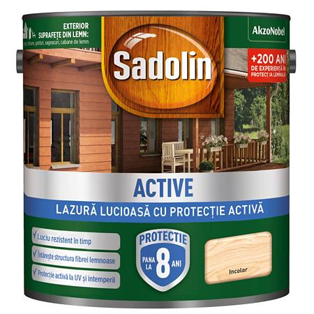 Lazura lucioasa pentru lemn Sadolin Active, incolor, interior/exterior, 0.75 l