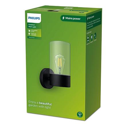 Aplica exterior Philips Flareon Max, 25 W, soclu E27 aluminiu, negru, IP44