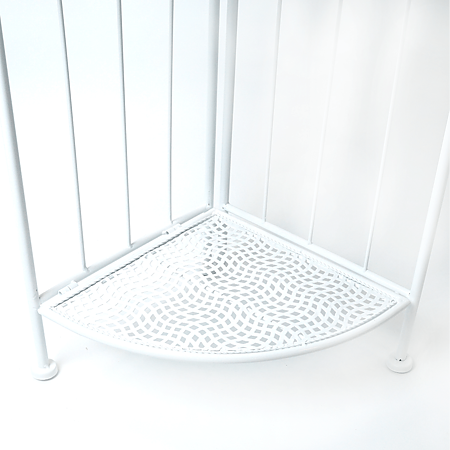 Etajera metalica colt, cu 3 suporti flori, alb, 50 x 35 x 120 cm
