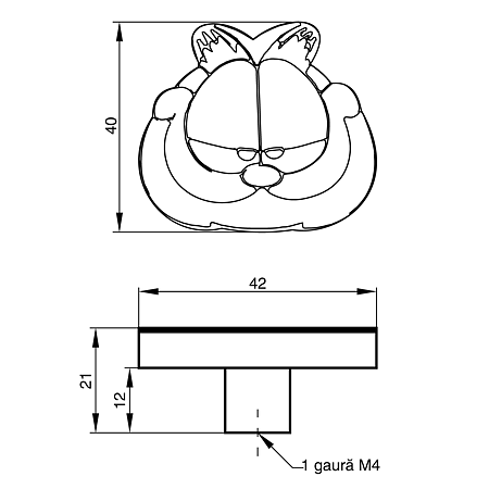 Buton plastic, motan portocaliu, 42 x 21 mm