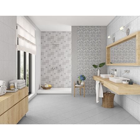 Faianta baie Kai Greco Light Grey, gri, mat, aspect de piatra, 40 x 25 cm