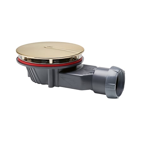 Sifon cadita dus / pardoseala Wirquin SlimPlus extra plat h=40 mm, corp ABS, anti miros, filtru de par, iesire Ø40 mm, debit 34 l/min, auriu mat, 187 x 60 x Ø118 mm
