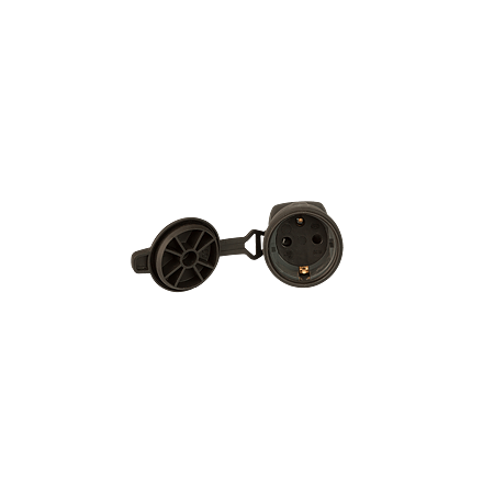 Priza mobila cu capac Legrand Helium, negru, cauciuc, IP44, 3 x 2.5 mm