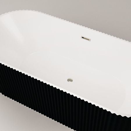 Cada freestanding Vellora Black, acryl sanitar, negru exterior/alb interior, 170 x 80 x 57 cm