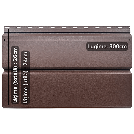 Lambriu metalic drept Jupiter, maro, RAL 8017, mat structurat, grosime 0.45 mm, 3 x 0.26 m Lambriu metalic drept Jupiter, maro, RAL 8017, mat structurat, grosime 0.45 mm, 3 x 0.26 m