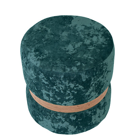 Taburet Ring, inel stejar, catifea turcoaz E22, rotund, 38 x 38 x 40 cm