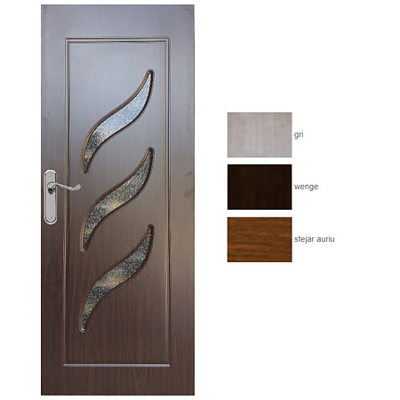 Usa interior celulara cu geam Pamate M02, reversibila, MDF, wenge, toc reglabil, 200 x 80 x 3.5 cm