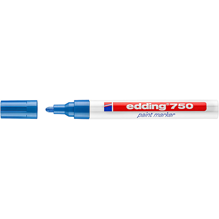 Marker permanent Edding 750, corp metalic, varf rotund, 2-4 mm, cu vopsea albastra