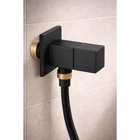 Robinet coltar Ferro Quadro Z294-BL, cu cartus ceramic, negru mat, 1/2”x1/2”