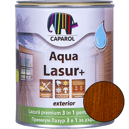Lazura pentru lemn de exterior Caparol Aqua Lasur +, tec, 0,75 l