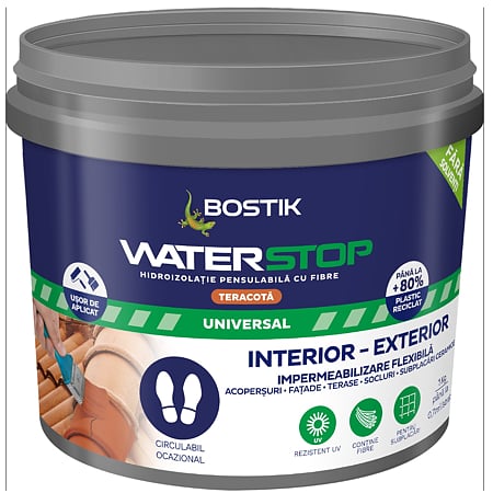 Hidroizolatie pensulabila cu fibre Waserstop Bostik, maro, 1 kg