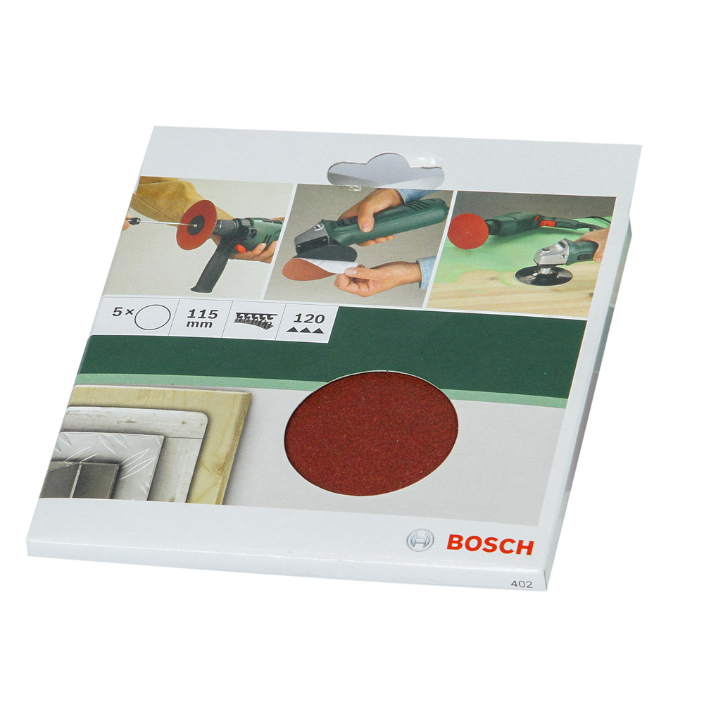 Foi abrazive Bosch, granulatie 120, 115 mm, 5 bucati, pentru polizor unghiular 115