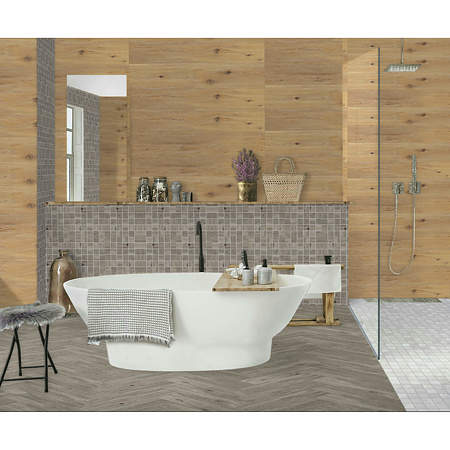 Mozaic interior/exterior portelanat Cesarom Rovere, mat, grej, 30 x 30 cm