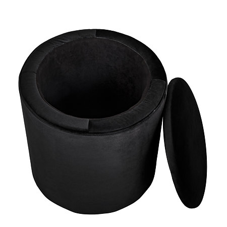 Taburet Nadia, stofa neagra H01, cu spatiu depozitare, rotund, 37 x 37 x 42 cm Taburet Nadia, stofa neagra H01, cu spatiu depozitare, rotund, 37 x 37 x 42 cm