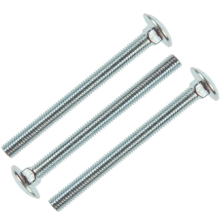 Surub cu cap bombat si gat patrat, otel zincat alb, 8 x 90 mm, 10 buc