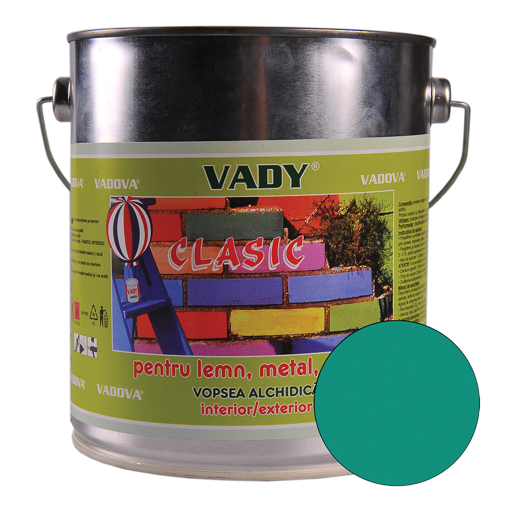 Vopsea alchidica Vady clasic, pentru lemn/metal/zidarie, interior/exterior, verde, 3 kg