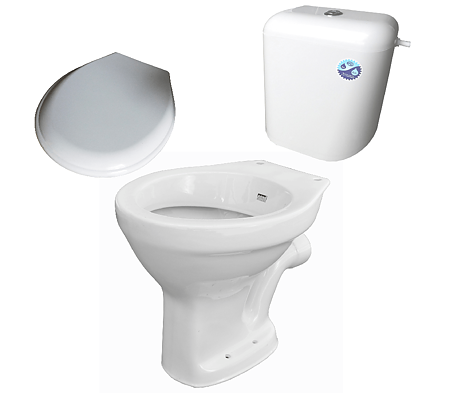 Set vas WC Regata, rezervor, capac, plastic + portelan sanitar, alb