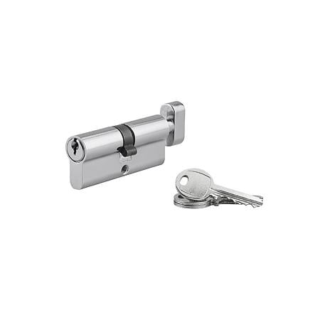 Cilindru de siguranta cu buton si cama redusa, Thirard, aluminiu, 34 x 34 mm, 3 chei