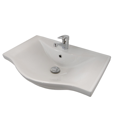 Set mobilier baie Badenmob Seria 153-65, masca cu sertare + lavoar + oglinda, alb Set mobilier baie Badenmob Seria 153-65, masca cu sertare + lavoar + oglinda, alb